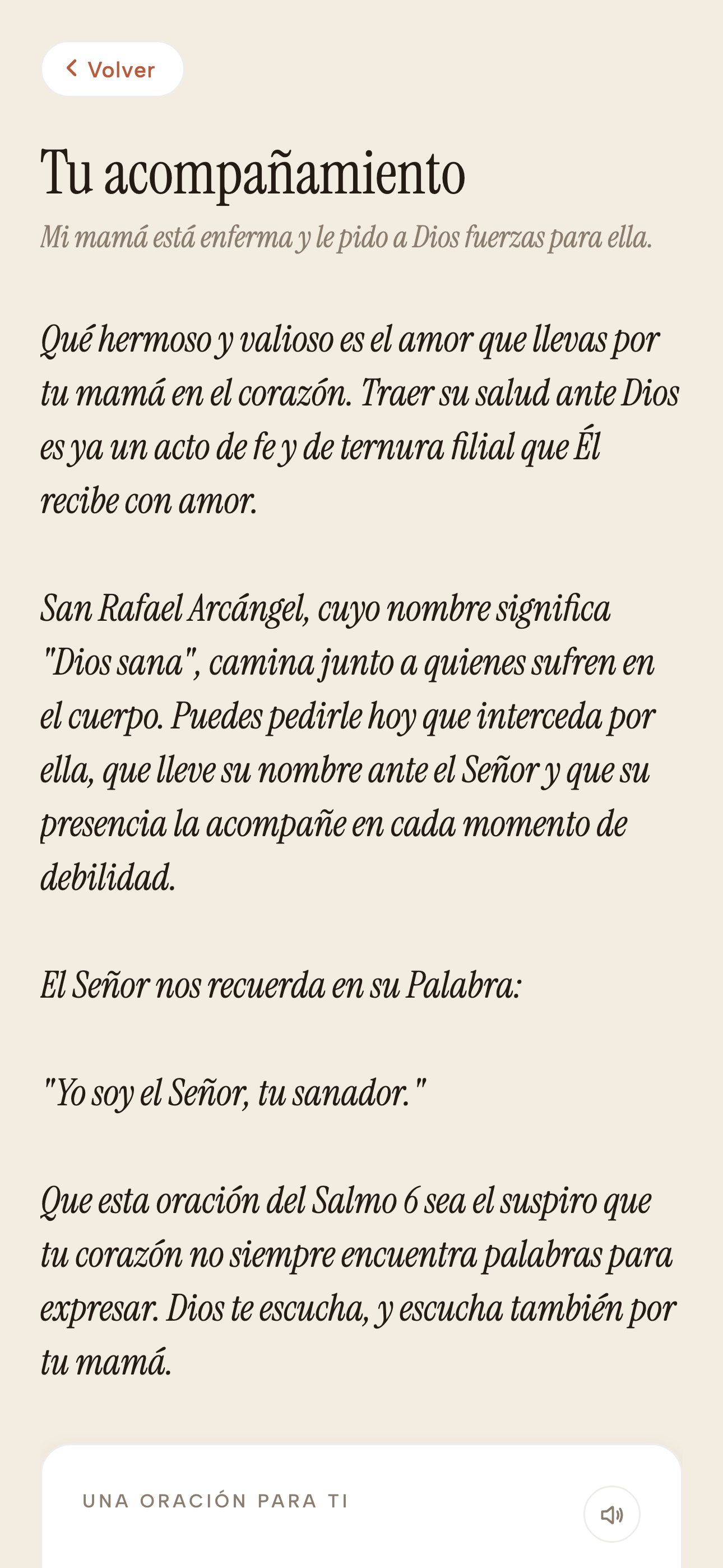 Tu acompañamiento: una oración, un santo y una palabra